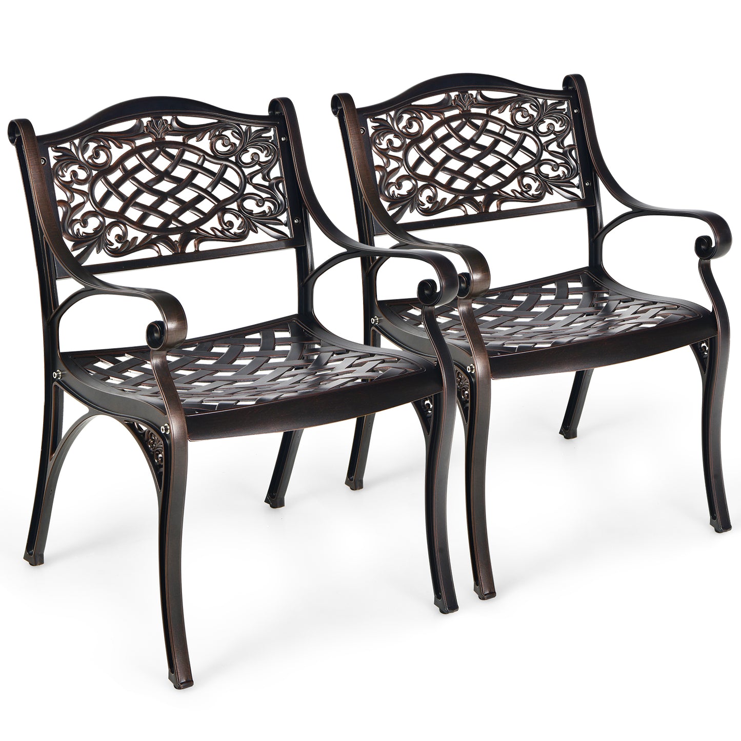 2-Piece Outdoor Cast Aluminum Chairs, With Armrests And Curved Seats, Copper Patio Dining Chairs Copper at Gallery Canada