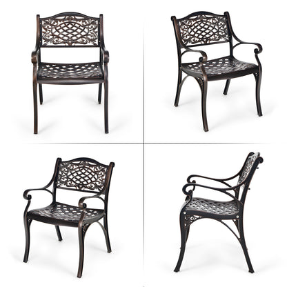 2-Piece Outdoor Cast Aluminum Chairs, With Armrests And Curved Seats, Copper Patio Dining Chairs at Gallery Canada