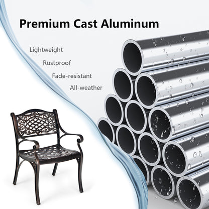 2-Piece Outdoor Cast Aluminum Chairs, With Armrests And Curved Seats, Copper Patio Dining Chairs at Gallery Canada