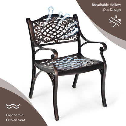 2-Piece Outdoor Cast Aluminum Chairs, With Armrests And Curved Seats, Copper Patio Dining Chairs at Gallery Canada
