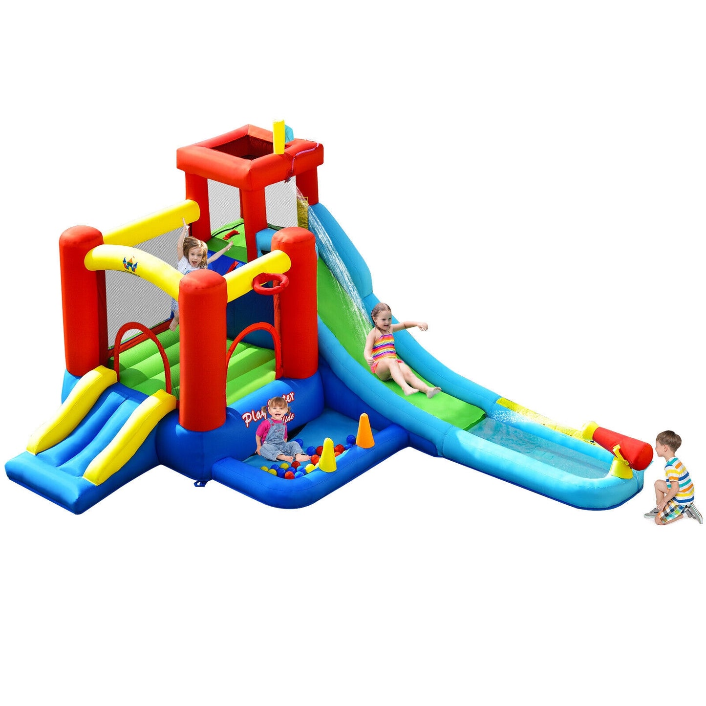 9-in-1 Inflatable Kids Water Slide Bounce House without Blower, Multicolor Bounce House at Gallery Canada