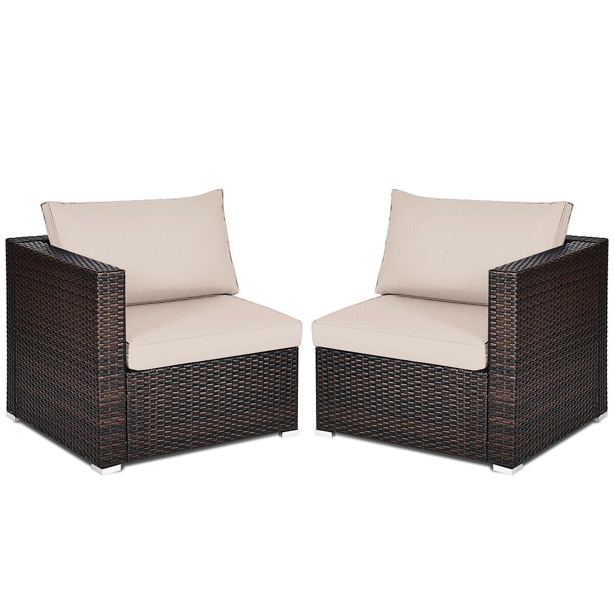 2 Pieces Patio Rattan Sectional Conversation Sofa Set, Beige Outdoor Sectionals at Gallery Canada