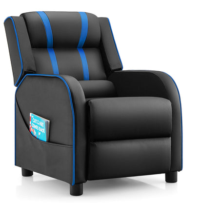 Kids Recliner Chair, With Side Pockets And Footrest, Blue Kids Chairs & Seating Blue at Gallery Canada