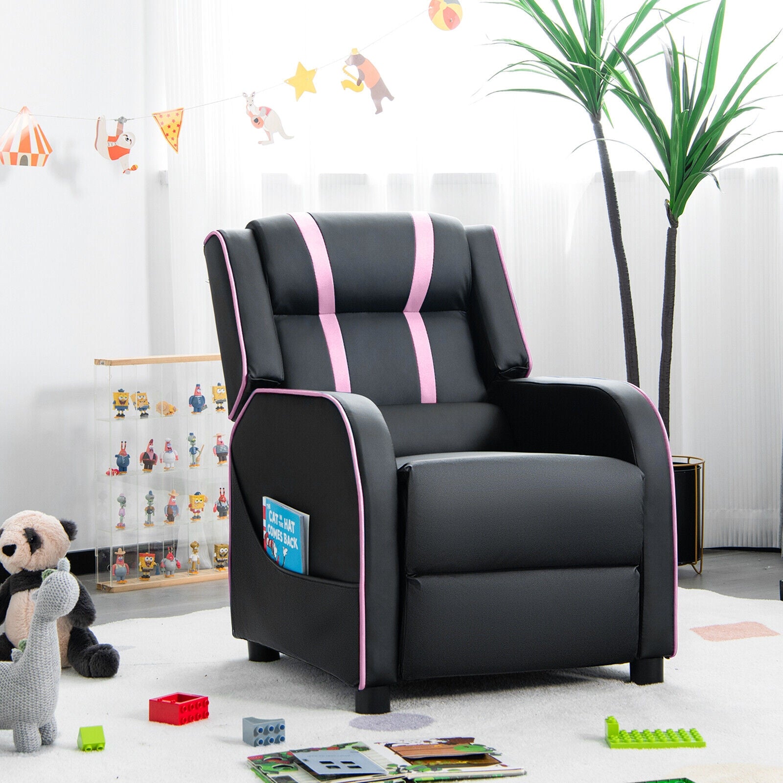 Kids Recliner Chair with Side Pockets and Footrest, Pink Kids Chairs & Seating at Gallery Canada