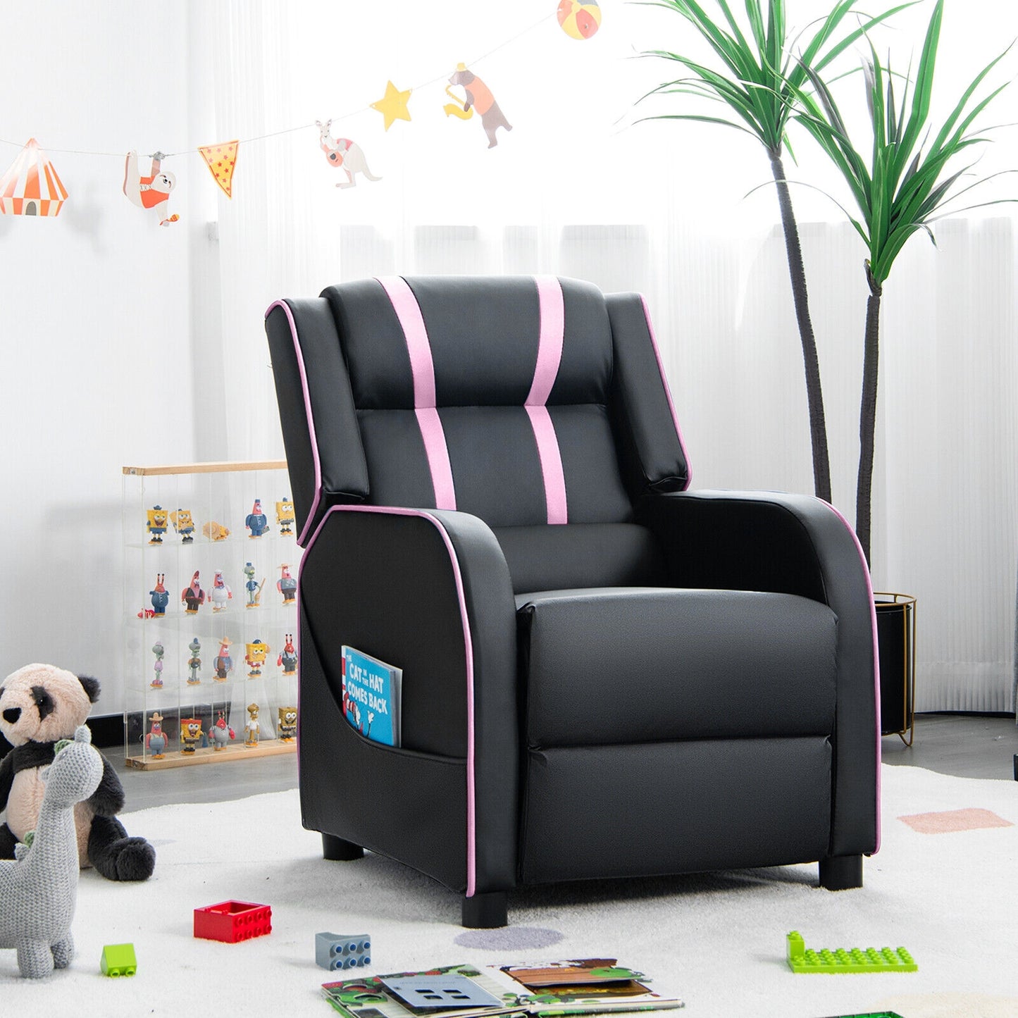 Kids Recliner Chair with Side Pockets and Footrest, Pink Kids Chairs & Seating at Gallery Canada