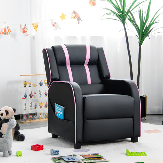 Kids Recliner Chair with Side Pockets and Footrest, Pink Kids Chairs & Seating Pink at Gallery Canada