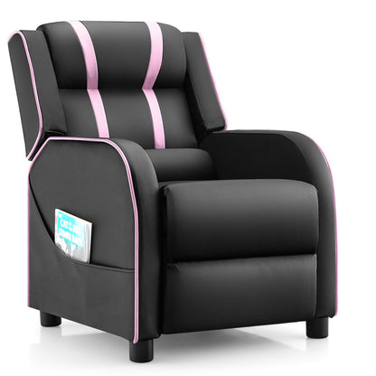 Kids Recliner Chair with Side Pockets and Footrest, Pink Kids Chairs & Seating Pink at Gallery Canada