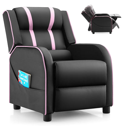 Kids Recliner Chair with Side Pockets and Footrest, Pink Kids Chairs & Seating at Gallery Canada