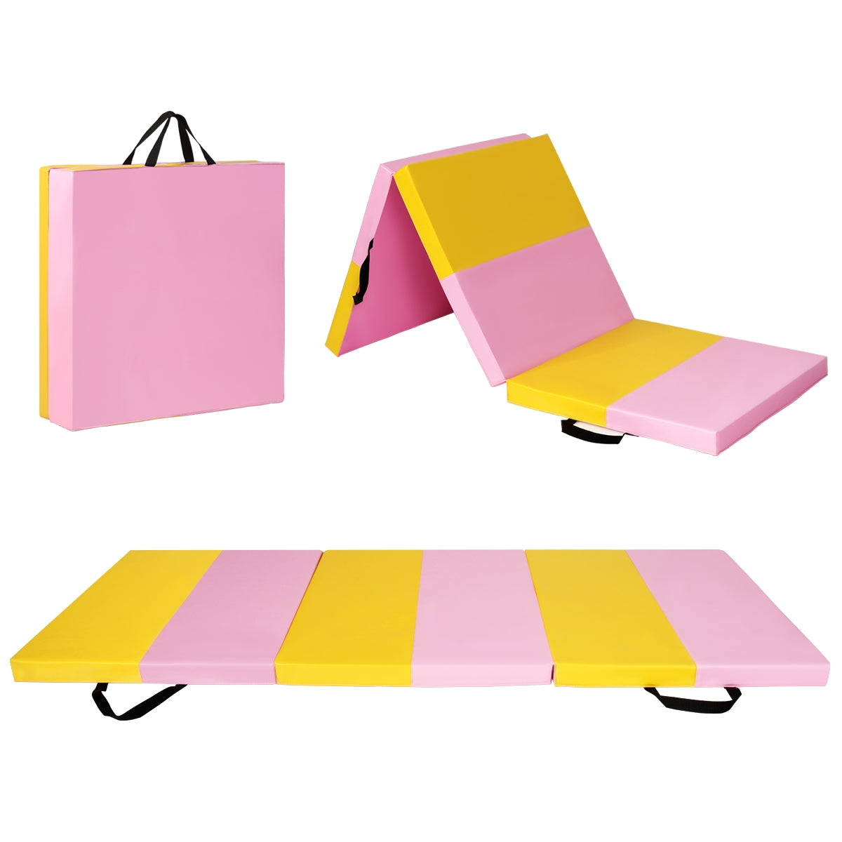 6 Feet x 2 Feet x 2.5 Inch 3-Fold Gymnastics Tumbling Fitness Mat, Yellow Yoga & Gym Mats Yellow at Gallery Canada
