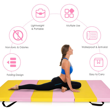 6 Feet x 2 Feet x 2.5 Inch 3-Fold Gymnastics Tumbling Fitness Mat, Yellow Yoga & Gym Mats at Gallery Canada