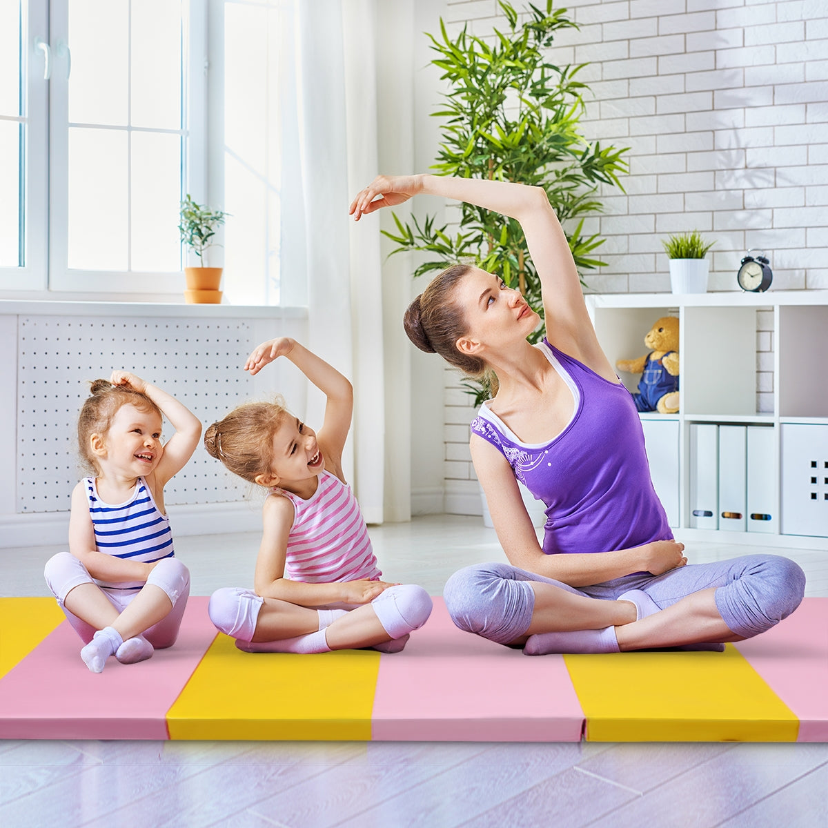 6 Feet x 2 Feet x 2.5 Inch 3-Fold Gymnastics Tumbling Fitness Mat, Yellow Yoga & Gym Mats at Gallery Canada