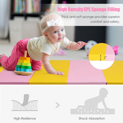 6 Feet x 2 Feet x 2.5 Inch 3-Fold Gymnastics Tumbling Fitness Mat, Yellow Yoga & Gym Mats at Gallery Canada