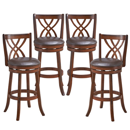 360° Swivel Counter Height Chairs with PU Leather Cushioned Seat and Footrests-30 inches, Brown Bar Stools at Gallery Canada
