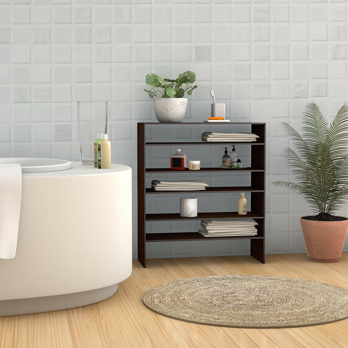 3 Pieces 31-Inch Stackable Multi-Shape Shoe Rack, Brown Shoe Racks & Storage Benches at Gallery Canada