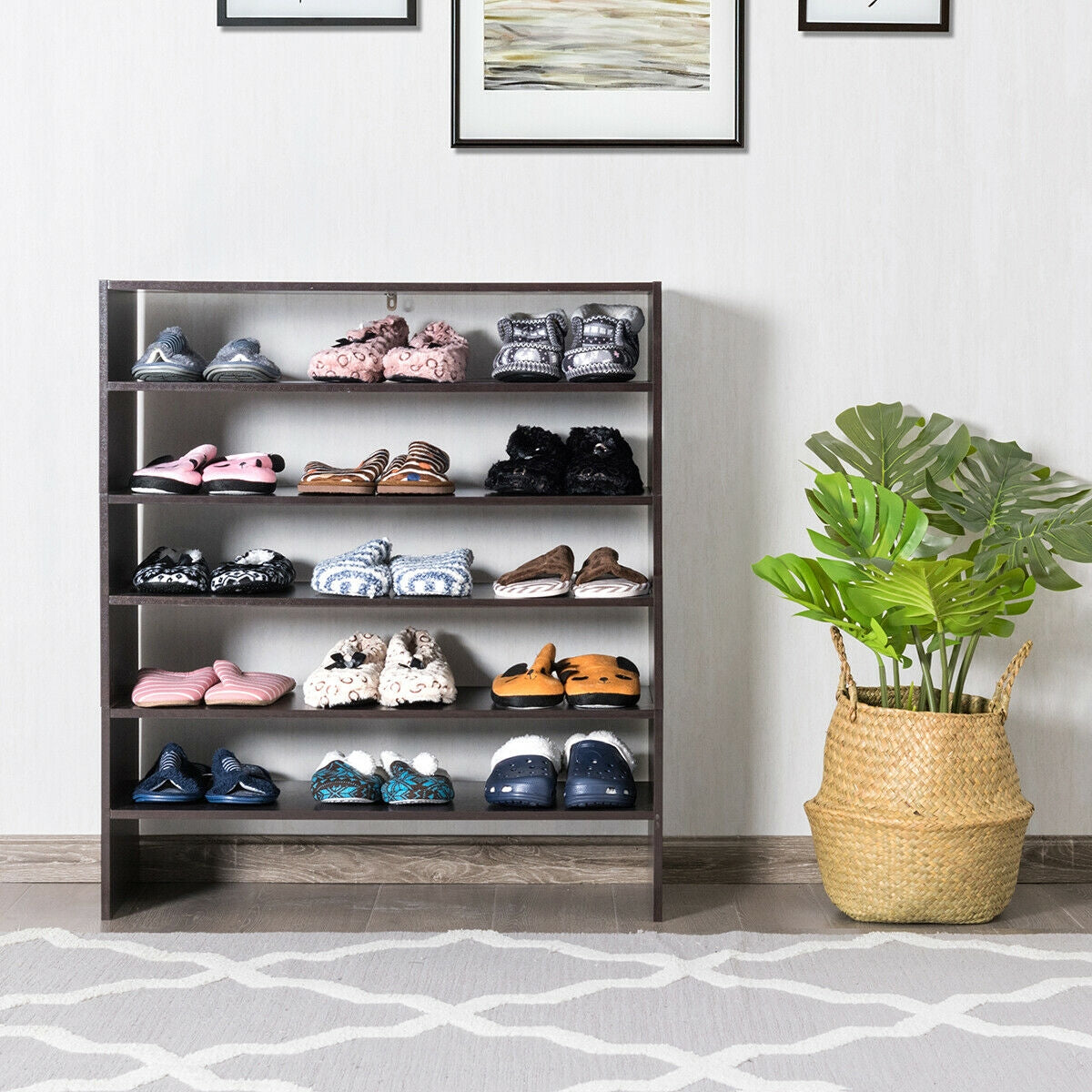 3 Pieces 31-Inch Stackable Multi-Shape Shoe Rack, Brown Shoe Racks & Storage Benches at Gallery Canada