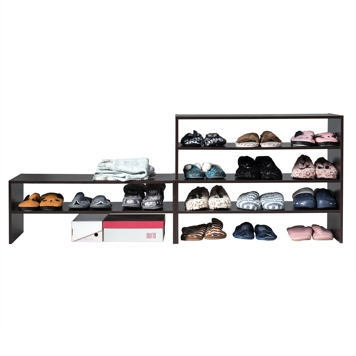 3 Pieces 31-Inch Stackable Multi-Shape Shoe Rack, Brown Shoe Racks & Storage Benches at Gallery Canada