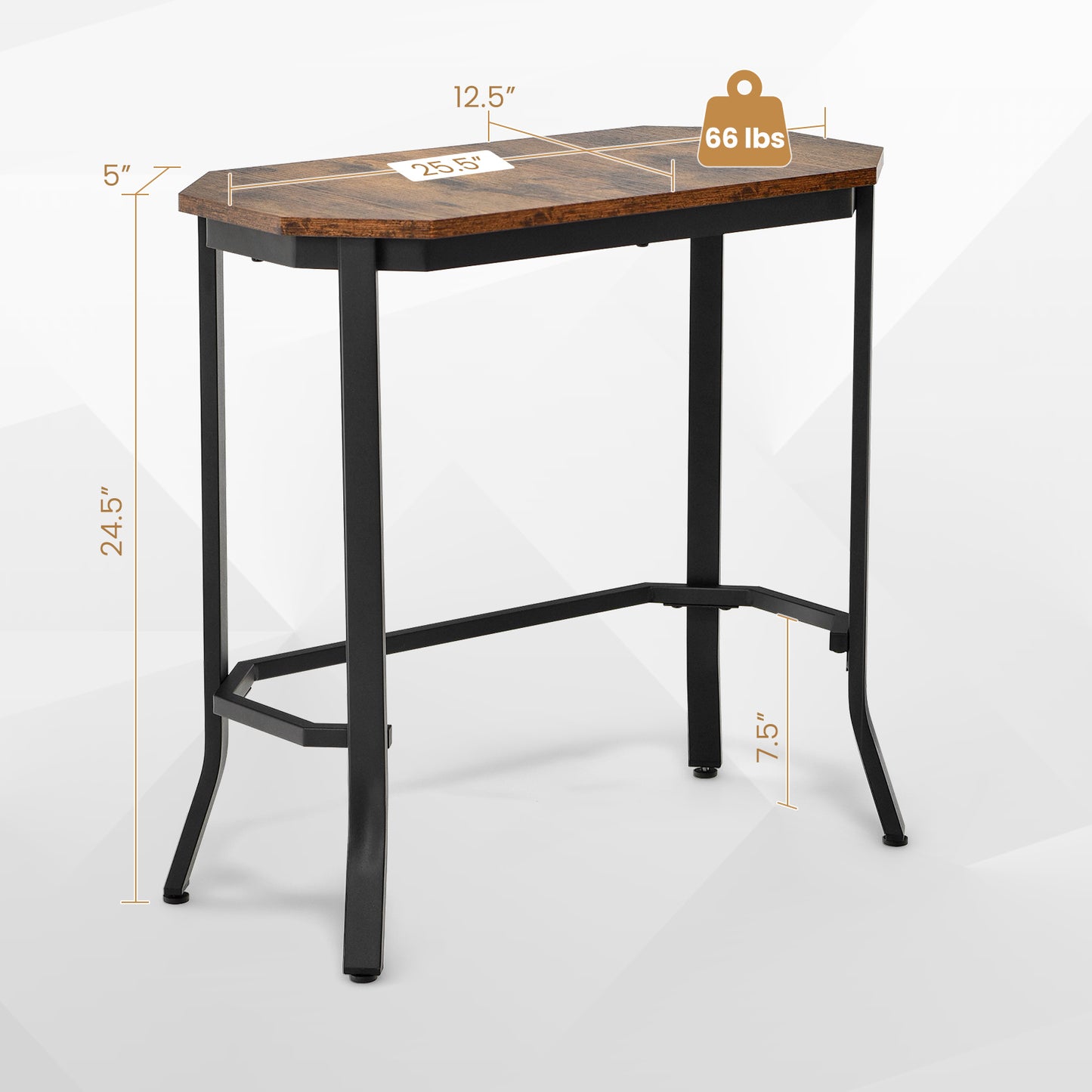 Narrow End Side Sofa Table, Rustic Brown