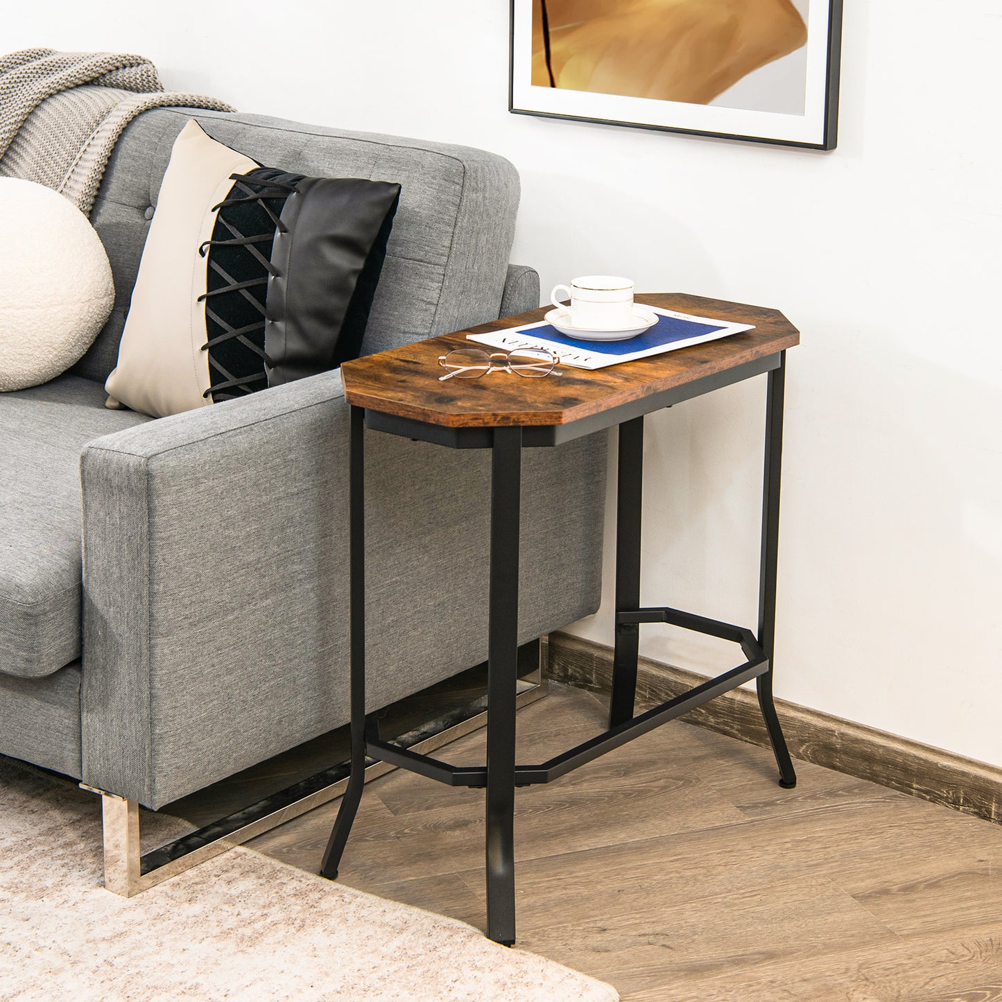 Narrow End Side Sofa Table, Rustic Brown