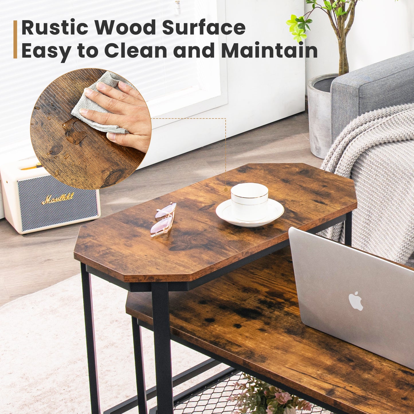 Narrow End Side Sofa Table, Rustic Brown