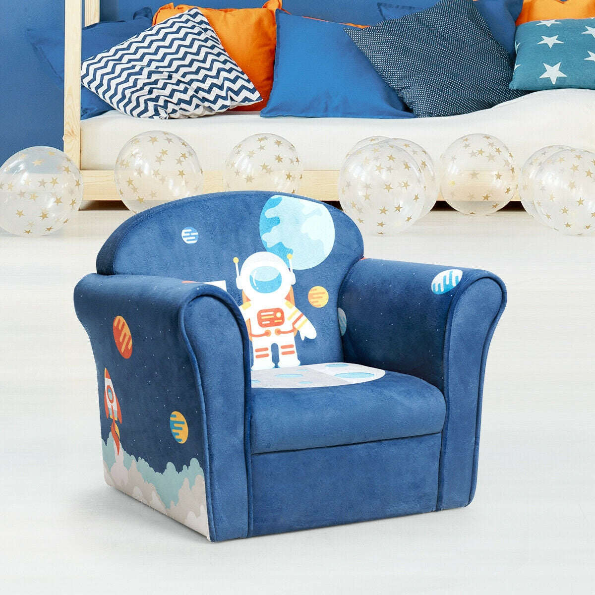 Kids Astronaut Armrest Upholstered Couch, Blue Kids Chairs & Seating at Gallery Canada