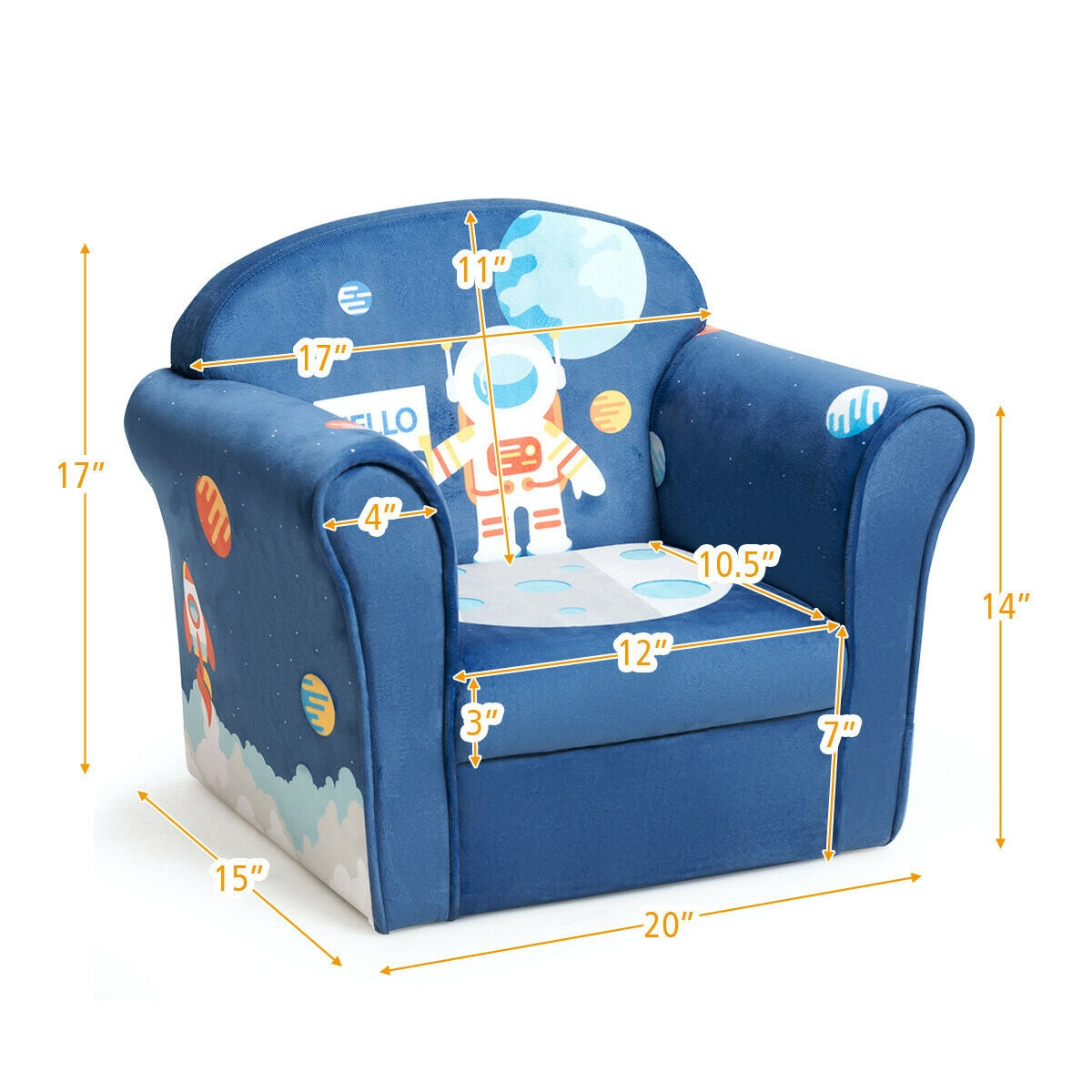 Kids Astronaut Armrest Upholstered Couch, Blue Kids Chairs & Seating at Gallery Canada