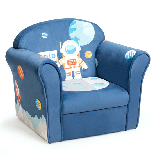 Kids Astronaut Armrest Upholstered Couch, Blue Kids Chairs & Seating Blue at Gallery Canada