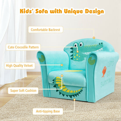 Kids Crocodile Armrest Upholstered Couch, Green Kids Chairs & Seating at Gallery Canada