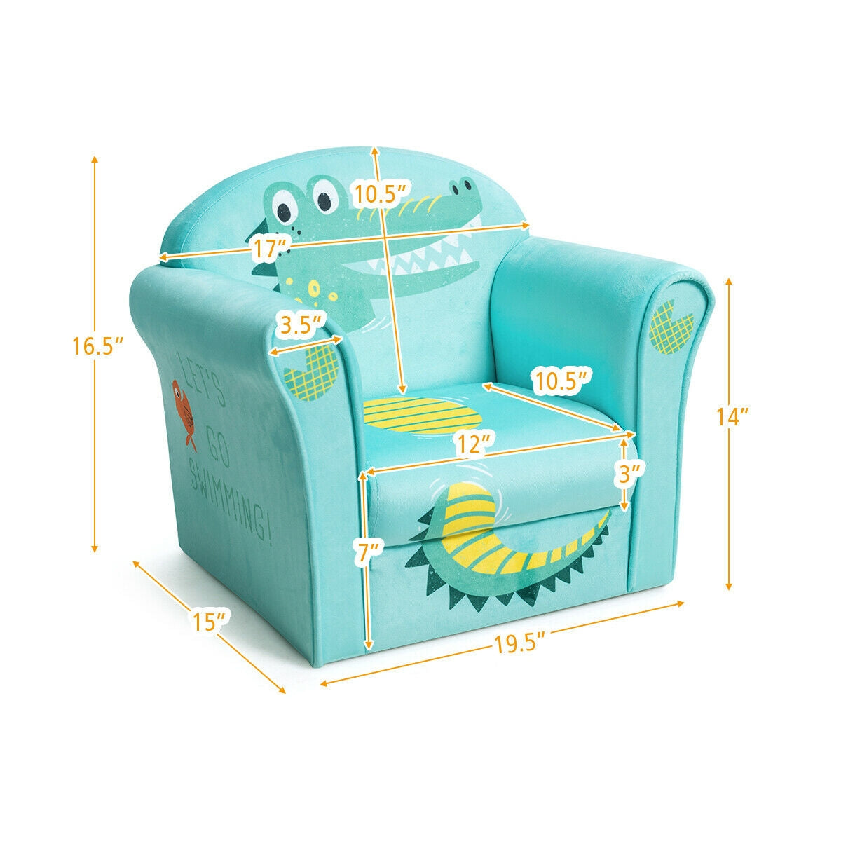 Kids Crocodile Armrest Upholstered Couch, Green Kids Chairs & Seating at Gallery Canada