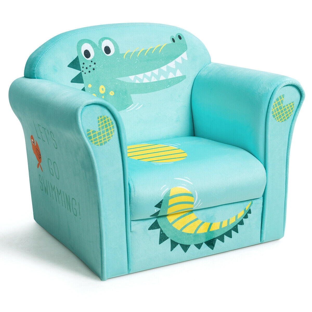 Kids Crocodile Armrest Upholstered Couch, Green Kids Chairs & Seating Green at Gallery Canada