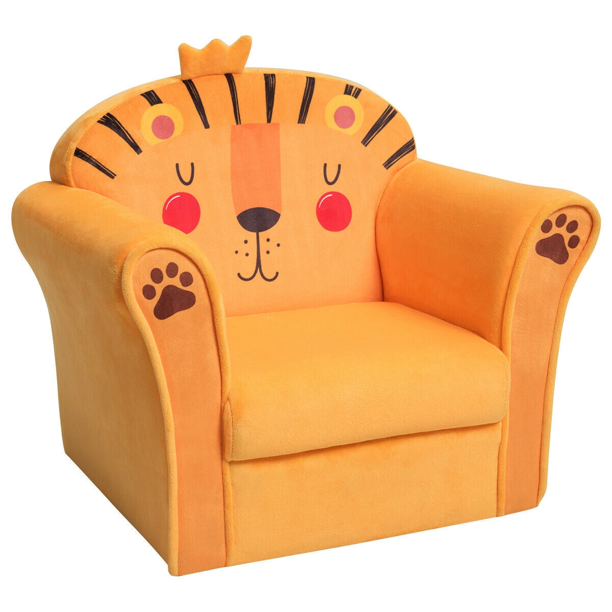 Kids Armrest Lion Upholstered Sofa, Orange Kids Chairs & Seating Orange at Gallery Canada