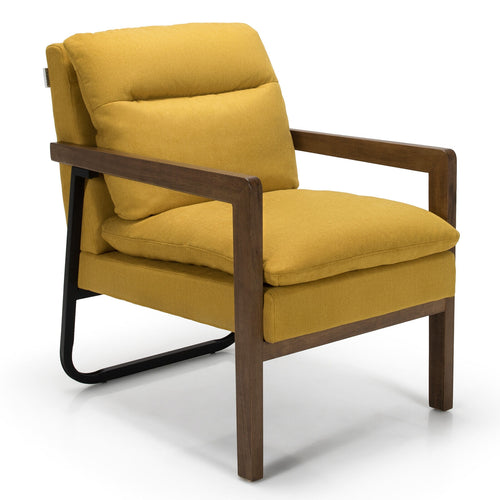 Single Sofa Chair, Extra-Thick Padded Backrest and Seat, Yellow