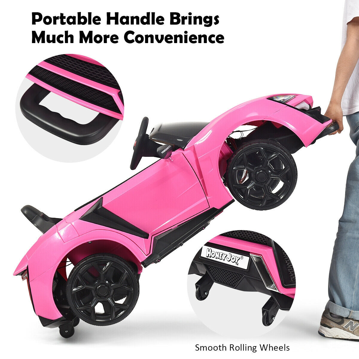 12V 2.4G RC Electric Vehicle with Lights, Pink Powered Ride On Toys at Gallery Canada