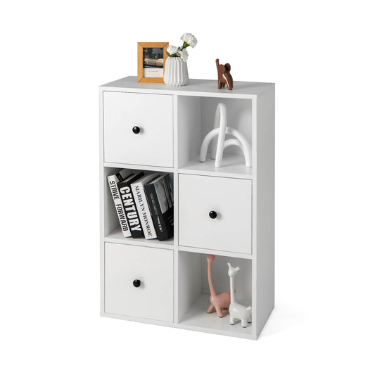 3-Tier Bookshelf with Anti-toppling Device for Living Room, White Bookcases White at Gallery Canada