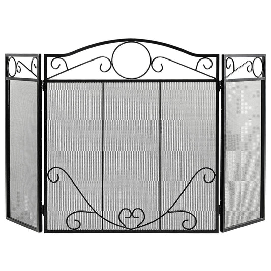 3-Panel Freestanding Fireplace Screen, Black Fireplace Tools Black at Gallery Canada