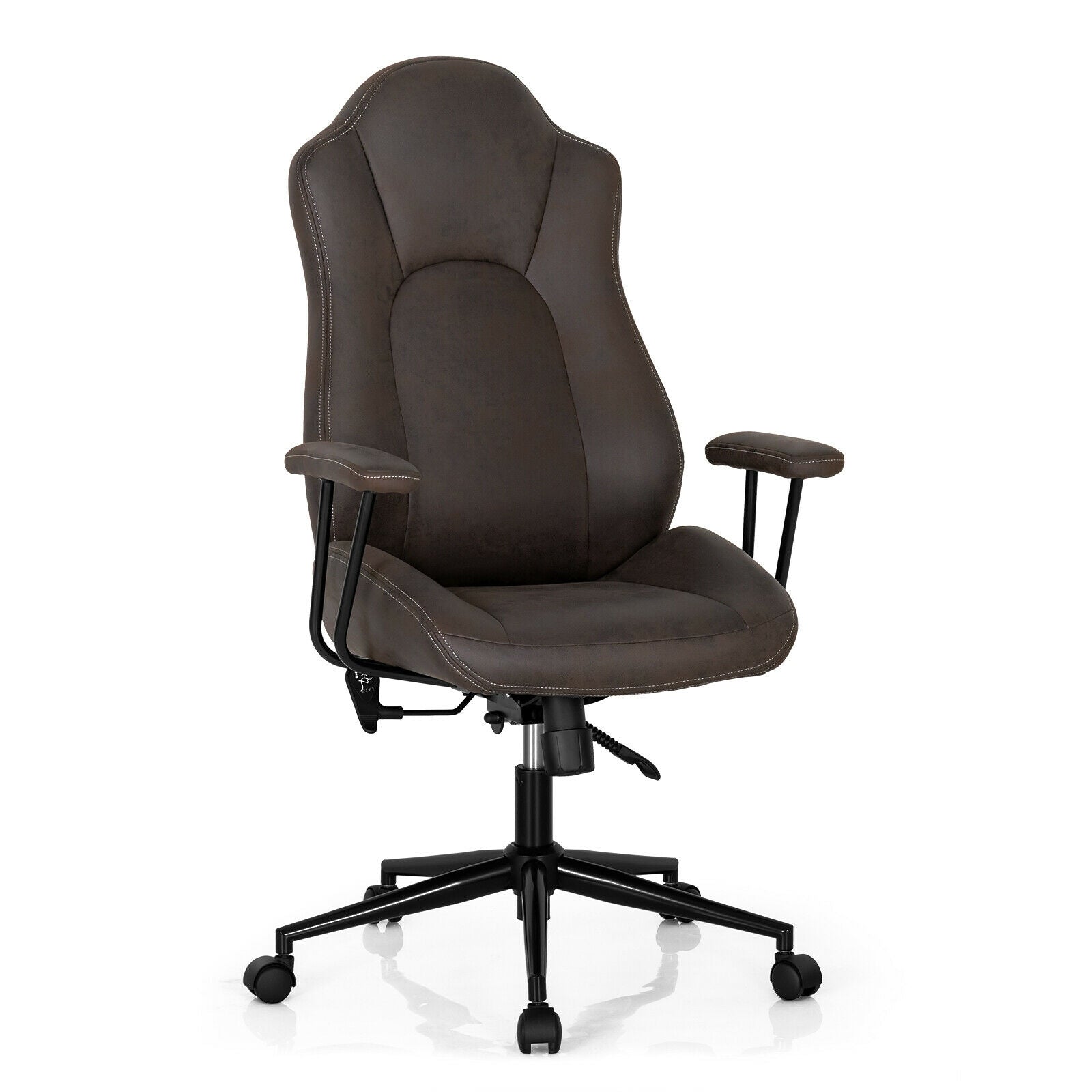High Adjustable Back Executive Office Chair with Armrest, Brown Executive Chairs Brown at Gallery Canada