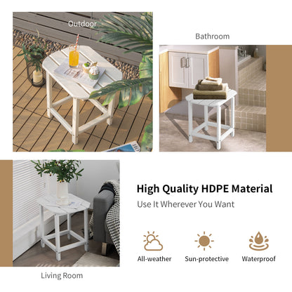 18 Inch Weather Resistant Side Table for Garden Yard Patio, White Patio Coffee Tables at Gallery Canada