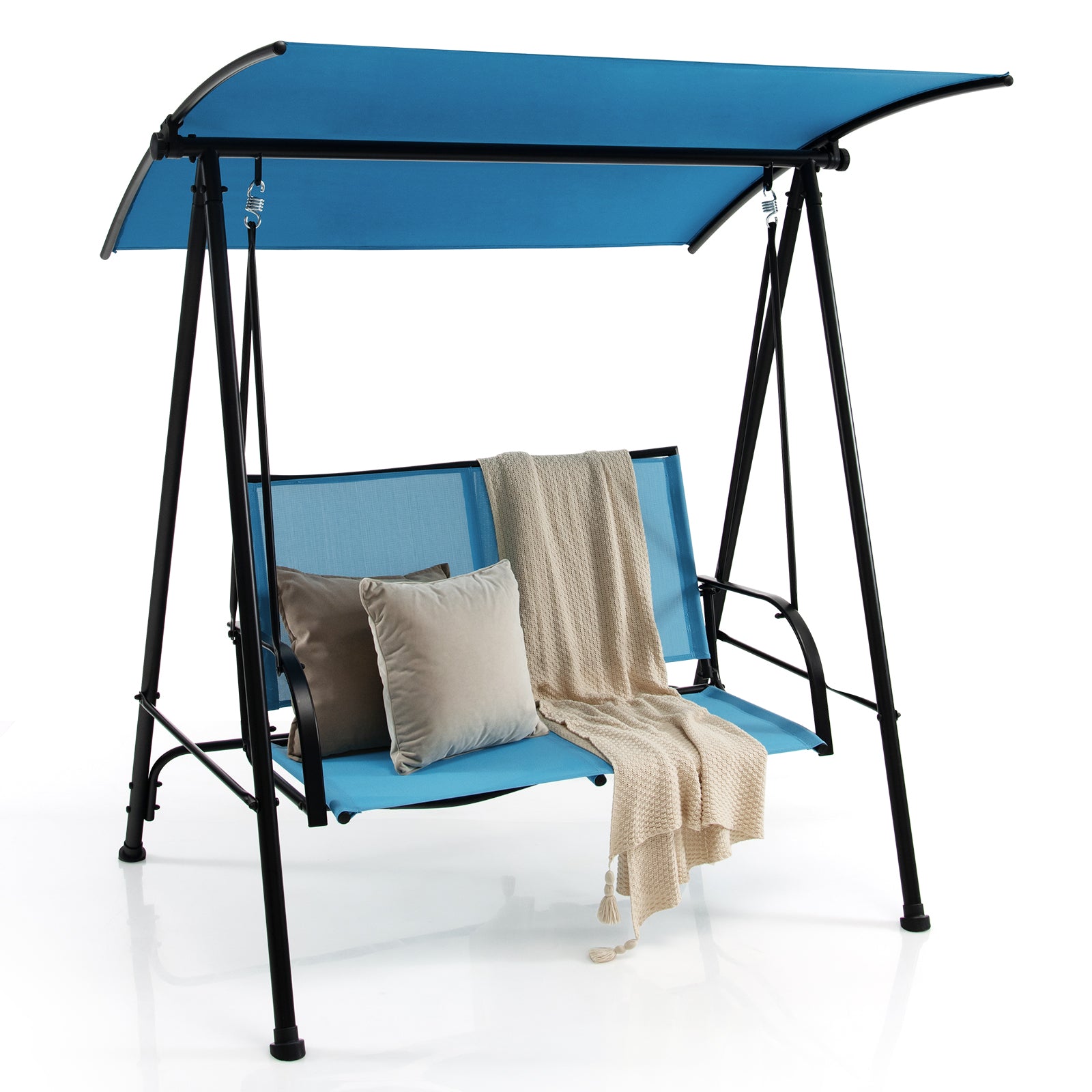 2-Seat Outdoor Canopy Swing with Comfortable Fabric Seat and Heavy-duty Metal Frame, Navy Porch Swings at Gallery Canada