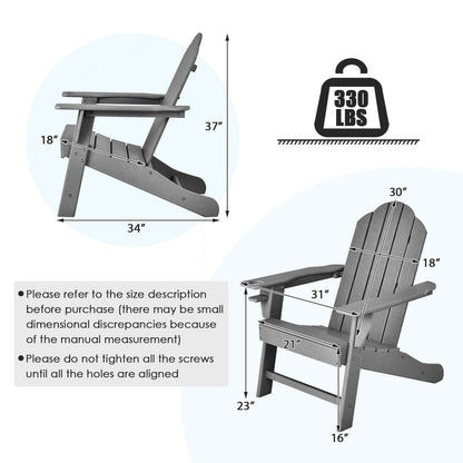 Outdoor Adirondack Chair with Built-in Cup Holder for Backyard Porch, Gray Adirondack Chairs at Gallery Canada