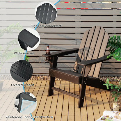 Outdoor Adirondack Chair with Built-in Cup Holder for Backyard Porch, Black Adirondack Chairs at Gallery Canada