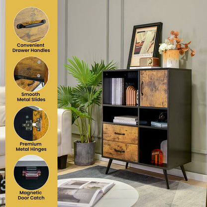 Industrial Buffet Sideboard Kitchen Cupboard with Cubbies Drawers, Rustic Brown Sideboards Cabinets & Buffets at Gallery Canada