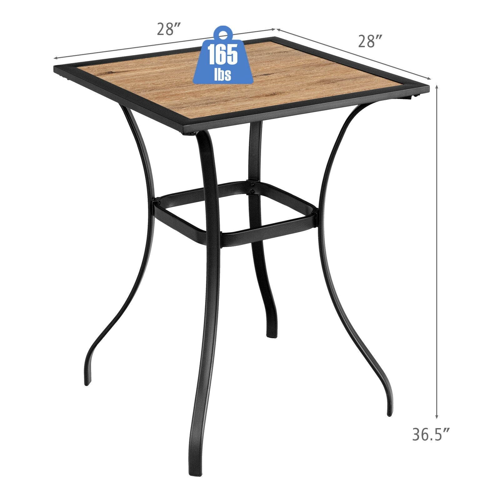 Patio Square Bar Table for Garden Backyard, Black Patio Bar Furniture at Gallery Canada