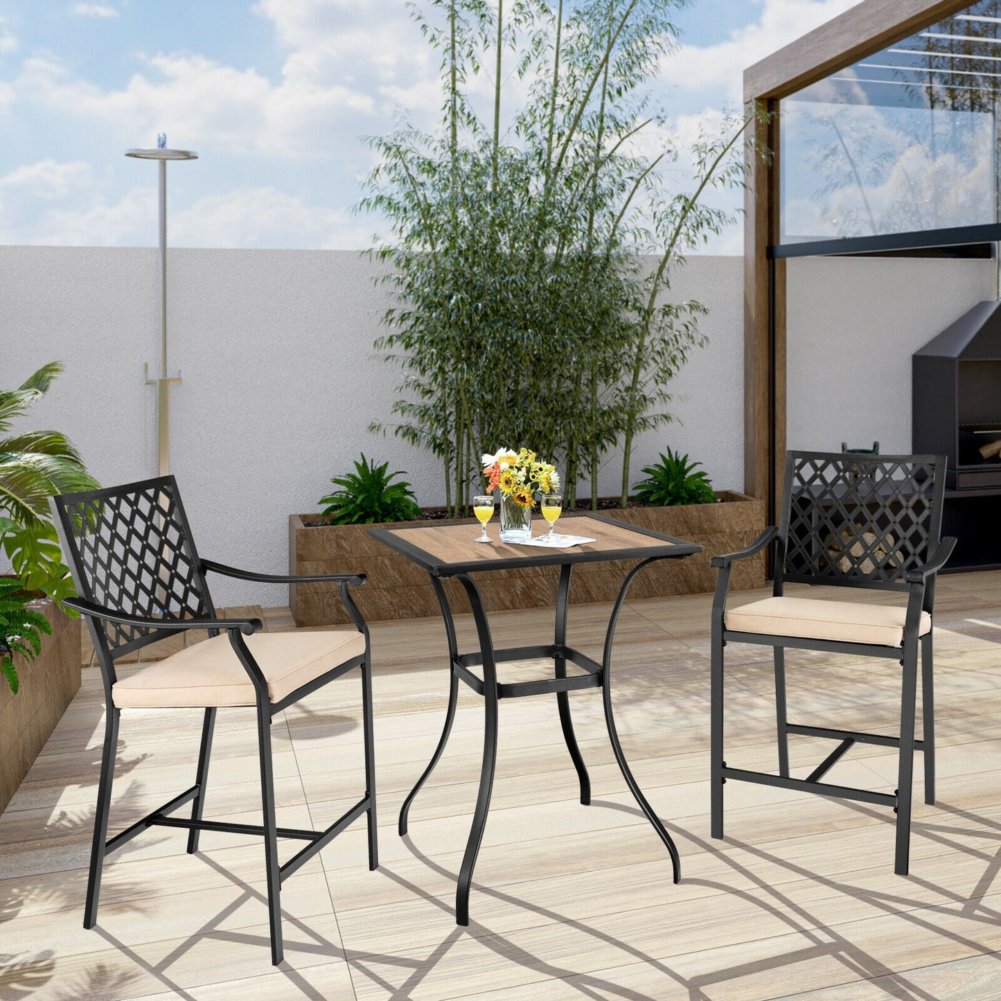 Patio Square Bar Table for Garden Backyard, Black Patio Bar Furniture at Gallery Canada