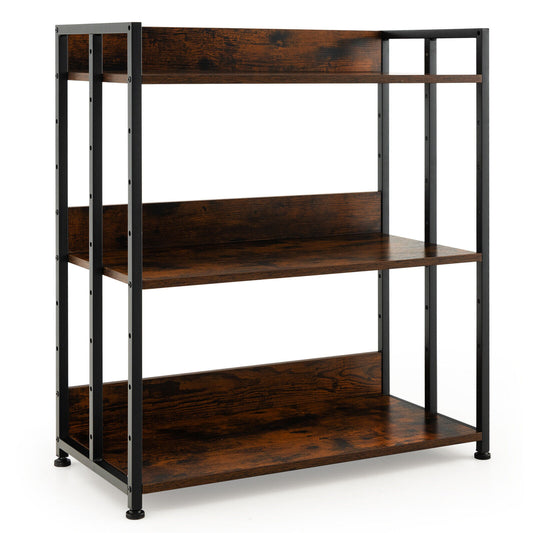 3-Tier Industrial Bookshelf, Adjustable Shelves, Brown Bookcases Brown at Gallery Canada