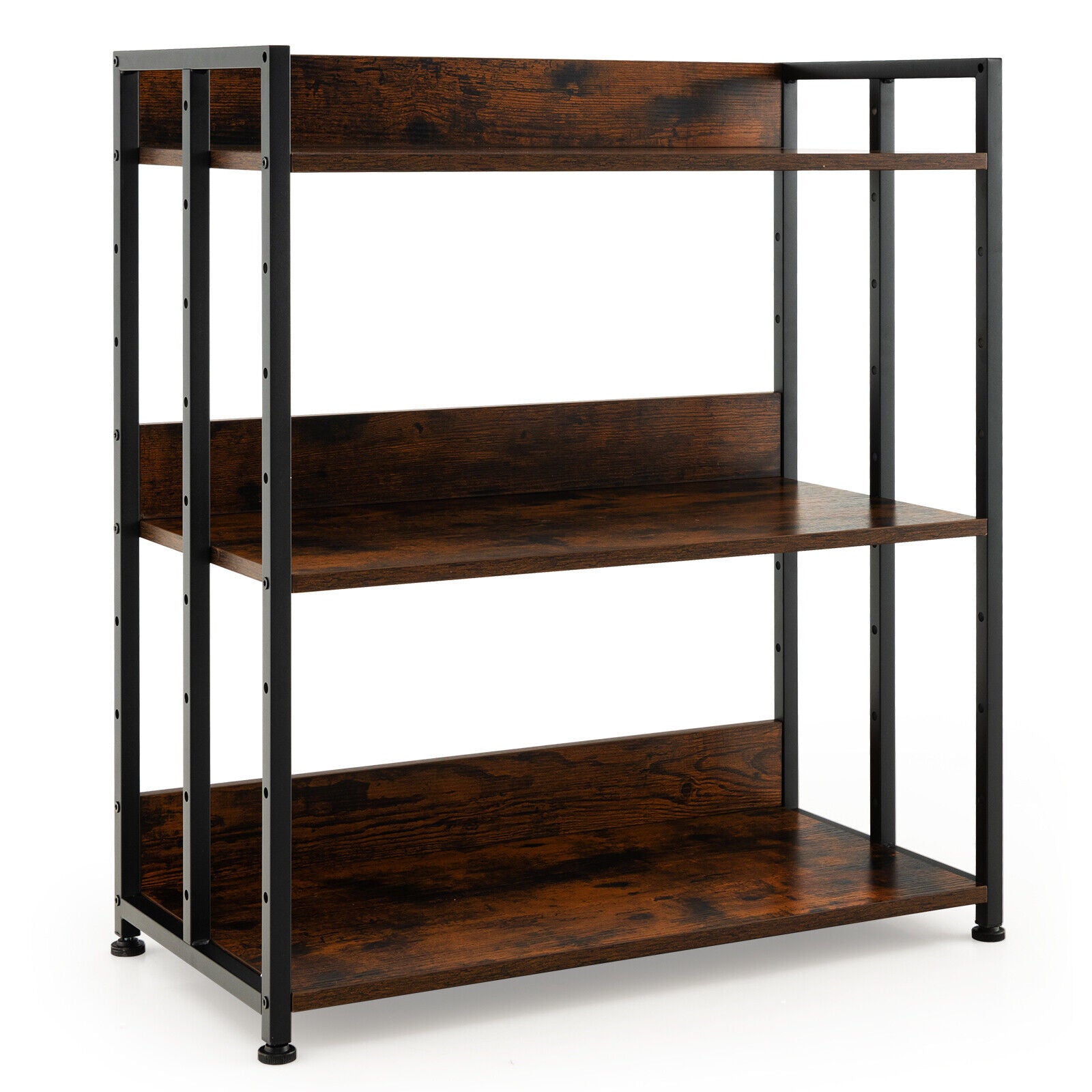 3-Tier Industrial Bookshelf, Adjustable Shelves, Brown Bookcases Brown at Gallery Canada