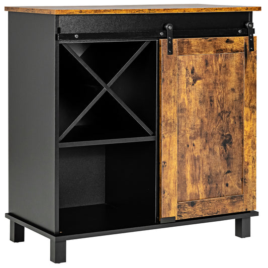 Industrial Storage Cabinet, Sliding Barn Door, Rustic Brown Sideboards Cabinets & Buffets Rustic Brown at Gallery Canada