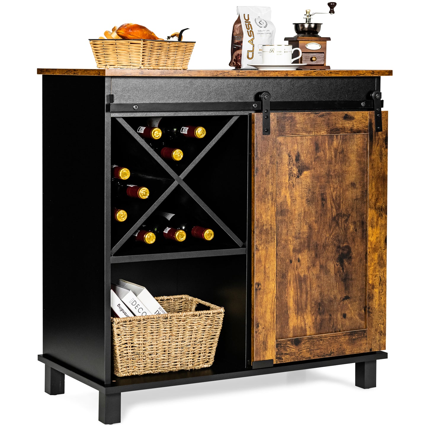 Industrial Storage Cabinet with Sliding Barn Door, Rustic Brown Sideboards Cabinets & Buffets at Gallery Canada