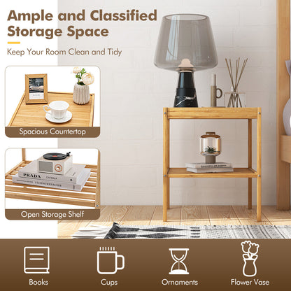 2 Tier Bamboo Nightstand, Natural, 2 Pieces Nightstands at Gallery Canada