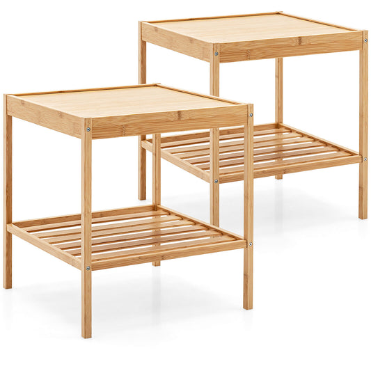 2 Tier Bamboo Nightstand, Natural, 2 Pieces Nightstands Natural at Gallery Canada