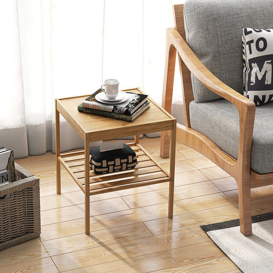 2 Tier Bamboo Nightstand, Natural, 2 Pieces Nightstands Natural at Gallery Canada