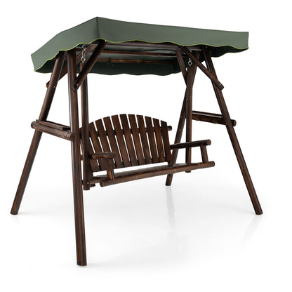 2-Person Outdoor Wooden Porch Swing, Adjustable Canopy, Natural Porch Swings at Gallery Canada